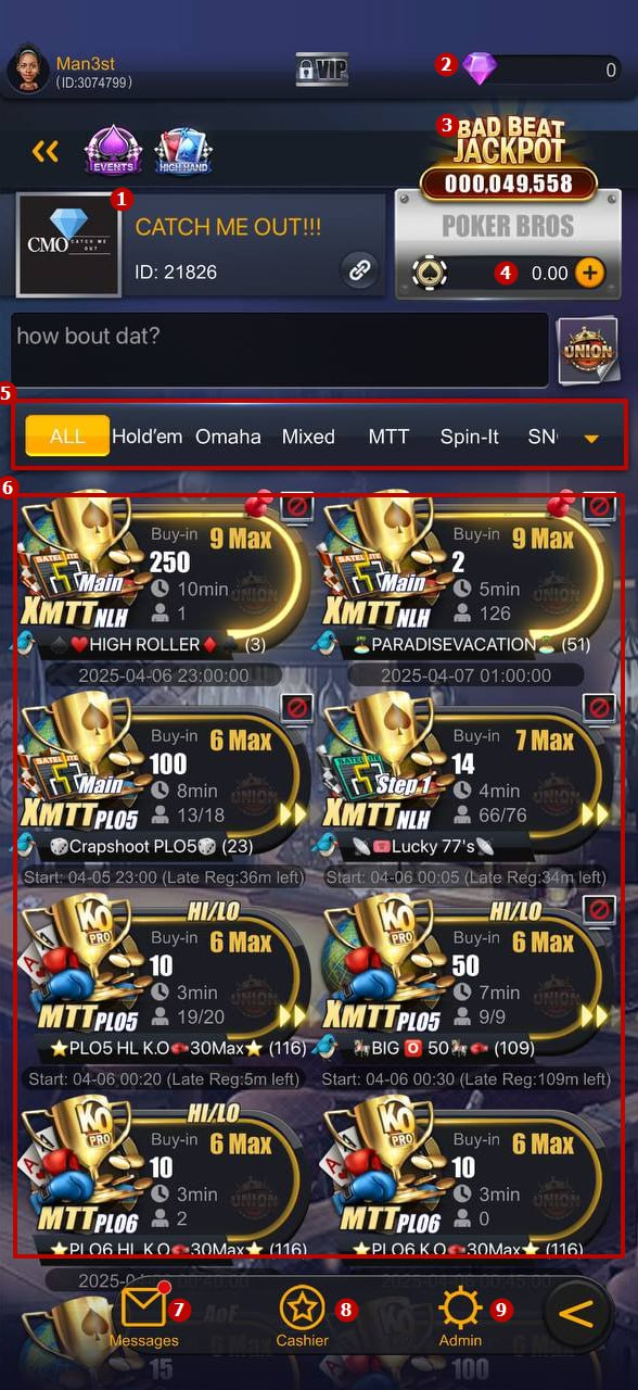 Club Lobby Interface